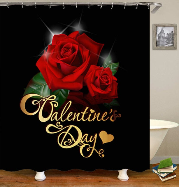 Non-Slip Rugs Rose Flower Shower Curtain