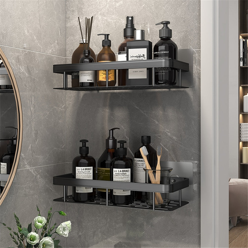 No-drill Bathroom Shelves