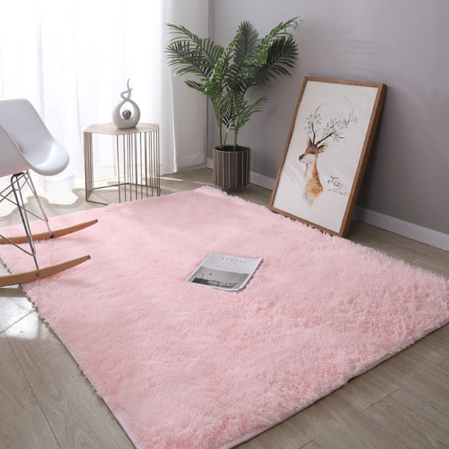 Nordic Fluffy Non-slip Mixed Dyed Bedroom Carpet