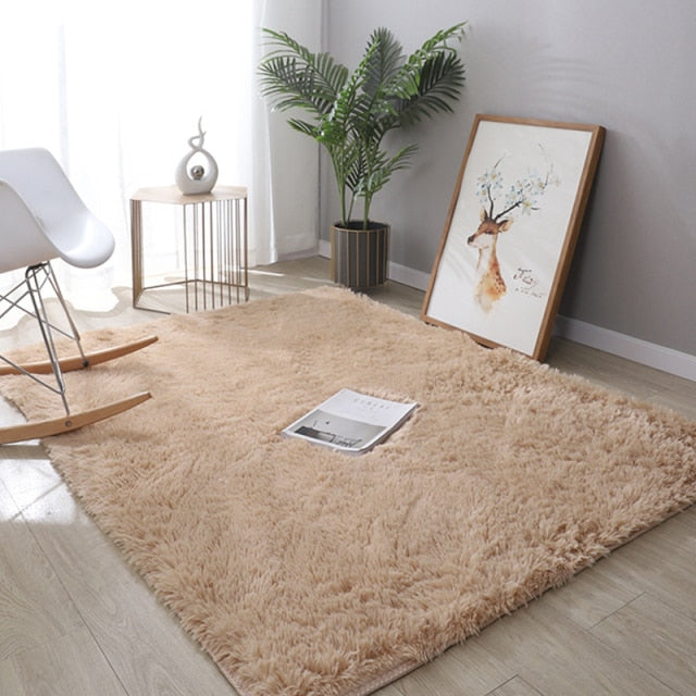 Nordic Fluffy Non-slip Mixed Dyed Bedroom Carpet