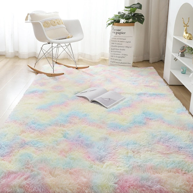 Nordic Fluffy Non-slip Mixed Dyed Bedroom Carpet