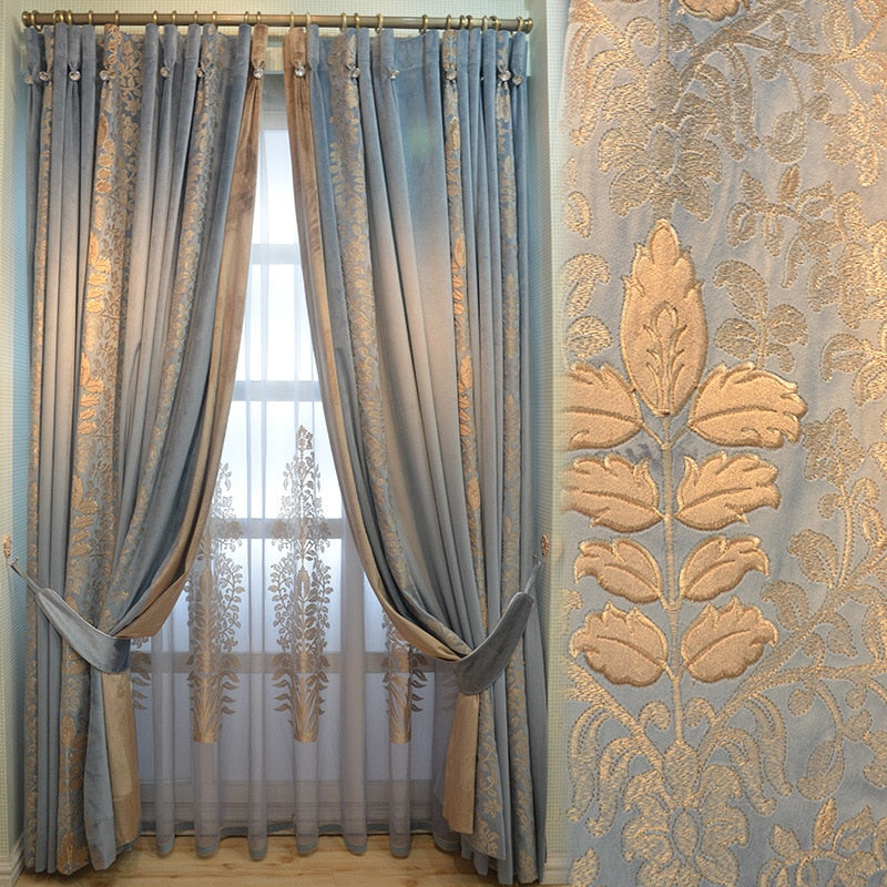 Chenille Embroidery Velvet Bedroom Curtains