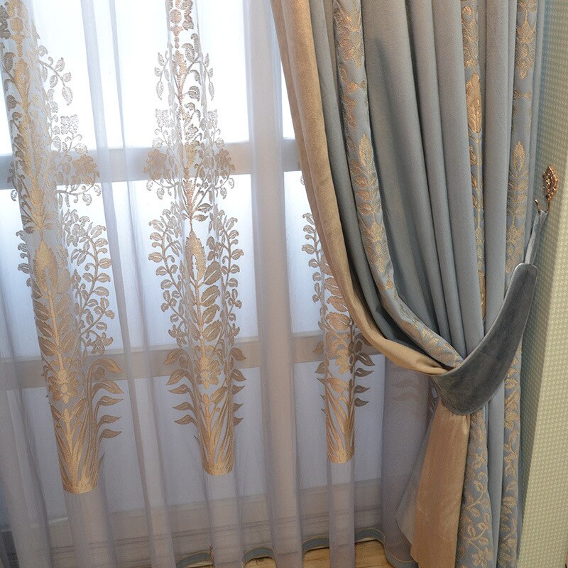 Chenille Embroidery Velvet Bedroom Curtains