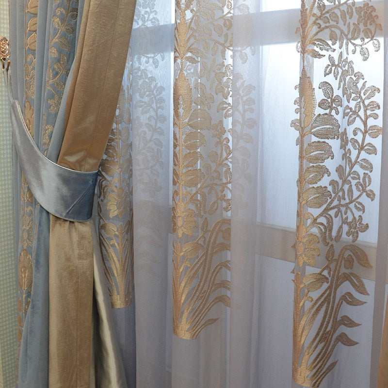 Chenille Embroidery Velvet Bedroom Curtains
