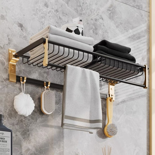 Bathroom Holder Towel Brush Punch-Free Shelves