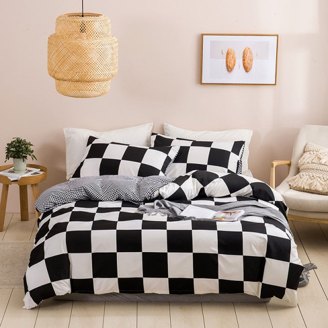 Modern Geometric Pattern Pink Soft Queen Duvet Cover Set
