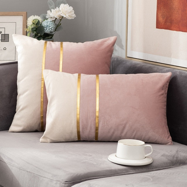 Luxury Velvet Patchwork Gold Thread Bedroom Pillows