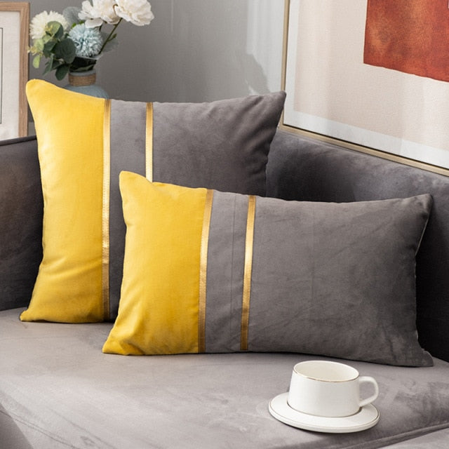 Luxury Velvet Patchwork Gold Thread Bedroom Pillows