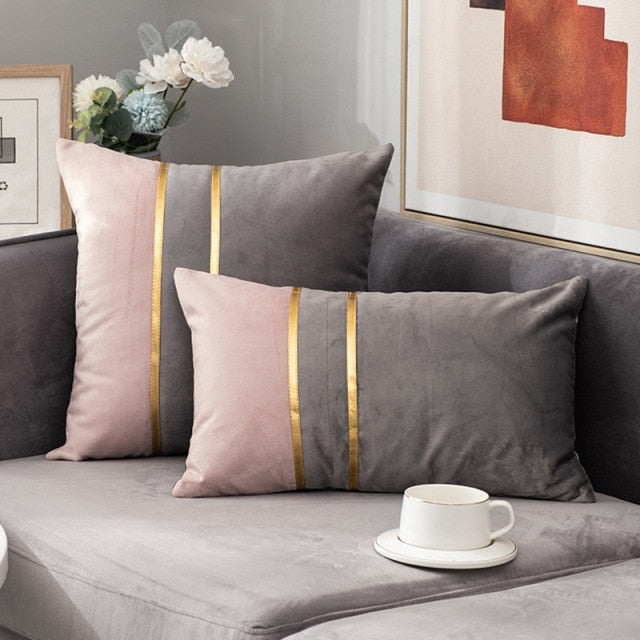 Luxury Velvet Patchwork Gold Thread Bedroom Pillows