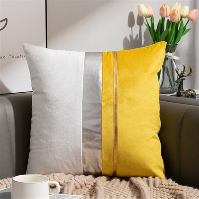 Luxury Velvet Patchwork Gold Thread Bedroom Pillows
