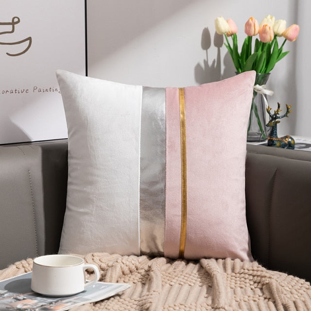 Luxury Velvet Patchwork Gold Thread Bedroom Pillows