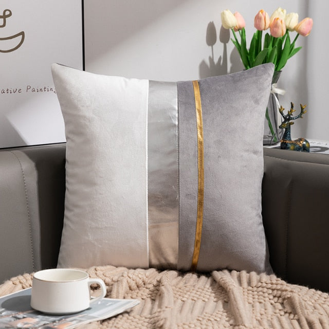 Luxury Velvet Patchwork Gold Thread Bedroom Pillows