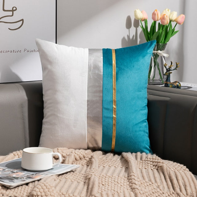 Luxury Velvet Patchwork Gold Thread Bedroom Pillows