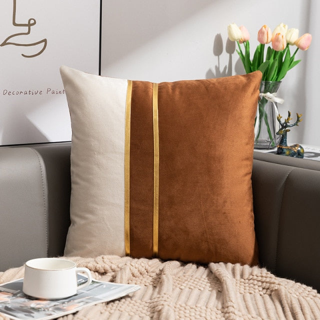 Luxury Velvet Patchwork Gold Thread Bedroom Pillows